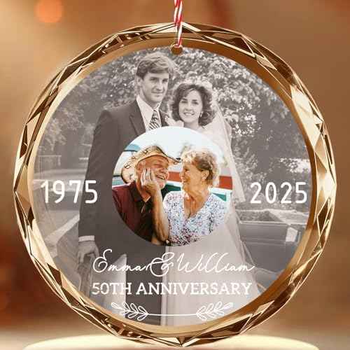 Personalized Wedding Anniversary Ornament with 2 Photos