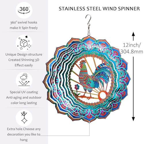 Rooster Wind Spinner for Yard and Garden