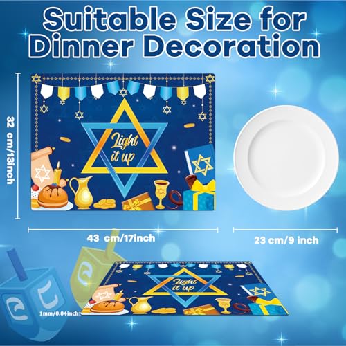 Hanukkah Placemats Set of 6 Plastic Table Mat 17×13×0.04in (6 Count)
