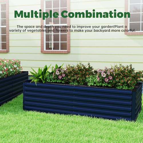8x4x2ft Outdoor Metal Raised Garden Bed (4 Count)