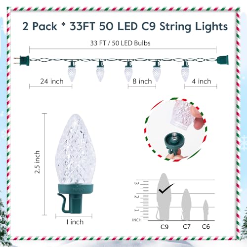 2 Pack Blue and White C9 LED Christmas String Lights (2 Count)