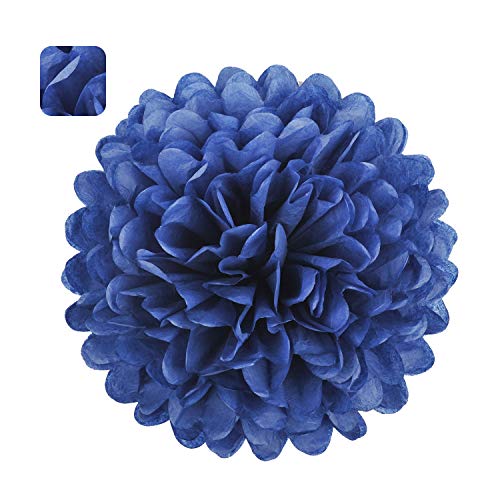 10" Navy Blue Tissue Pom Poms DIY Tissue Paper Flowers for Birthday Wedding Baby Shower Tea Party Dessert Table Decoration (18 Count)
