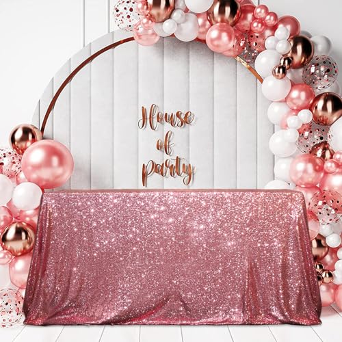 Sequin Tablecloth 90x132 Inch Fuchsia Pink for Wedding Party