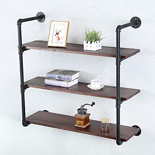 Industrial Pipe Shelves With Wood Planks