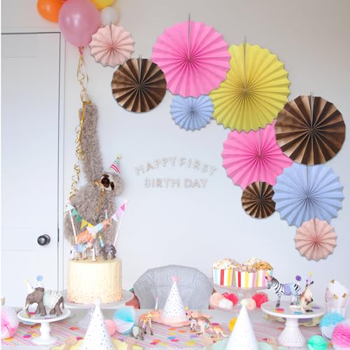 Brown Party Decorations Brown Hanging Paper Fan Set DIY 8 inch