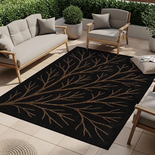 Washable Indoor Outdoor Rug 6x9 Modern Area Rugs Branch Pattern Non Shedding Waterproof Easy Clean Patio Deck Porch Living Room Bedroom Garden RV (54 Sq Ft)