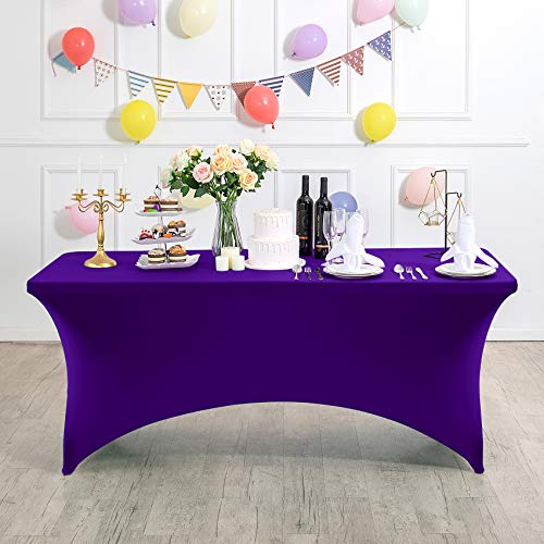 2Pack Spandex Table Cover for 8FT or 4ft or 6ft Table Universal Fitted Stretch Tablecloth for Party (2 Count)