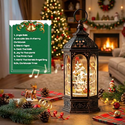 12.8'' Christmas Village Snow Globe Lantern