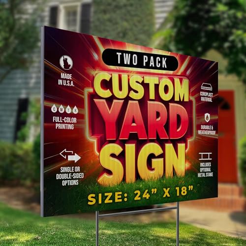 2 Pack 24"x18" Custom Yard Signs with Stakes (2 Count)