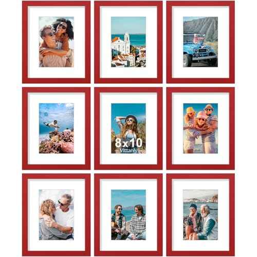 8x10 Picture Frames Set of 9 for Wall or Tabletop Display (9 Count)