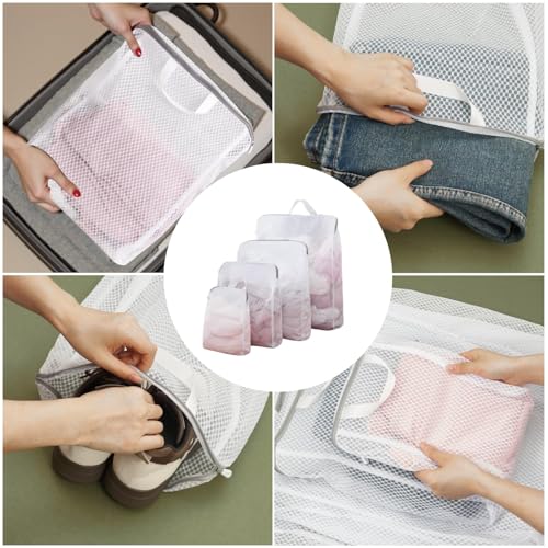 GWT 4Pcs 3D Mesh Laundry Bags with Hanging Handles (4 Count)