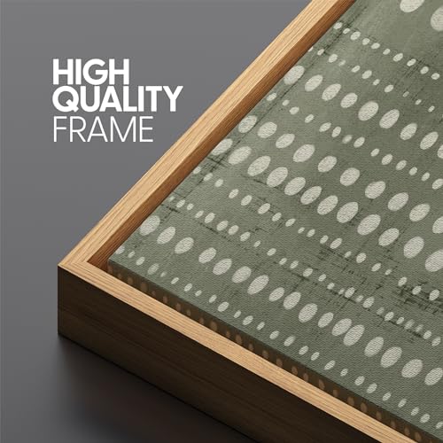 Large Framed Canvas Print Wall Art Abstract Dot Matrix Canvas Art in Olive Tones Antique Retro Fine Art Illustrations Decorative Colorful for Bedroom