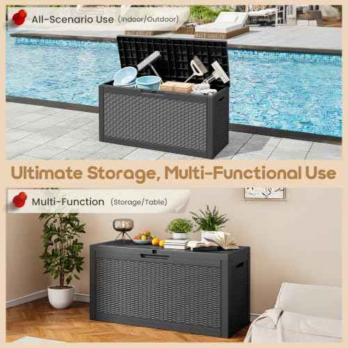 75 Gallon Outdoor Storage Box Waterproof Deck Box for Patio