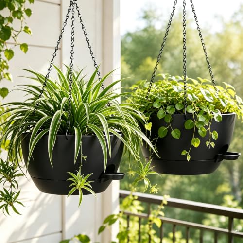 2 Pack 10 Inch Self Watering Hanging Planters for Indoor Plants (2 Count)