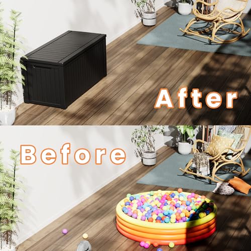 200 Gallon Outdoor Storage Box Waterproof Lockable Resin Deck Box Large