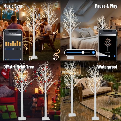 Smart Lighted Birch Twig Tree with Fairy Lights (2 Count)