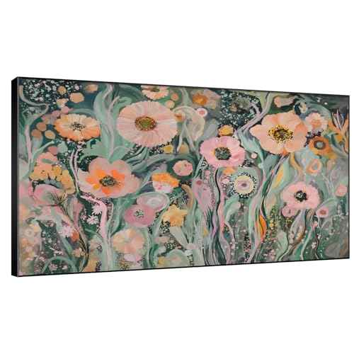 30"x60" Extra Large Framed Wall Art Whimsical Garden Bloom