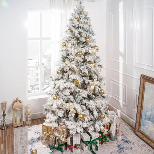 Skylar 7.5ft Snow Flocked Christmas Tree Prelit with 892 Branch Tips