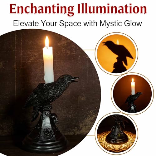 Raven Candle Holder Halloween Decoration Gothic Candlesticks Crow Candle Stick Statue