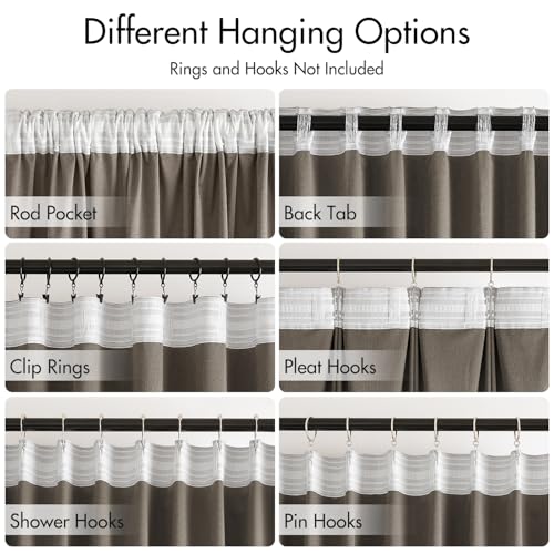 Taupe Velvet Pinch Pleat Blackout Curtains W52 X L96 Inches (2 Count)