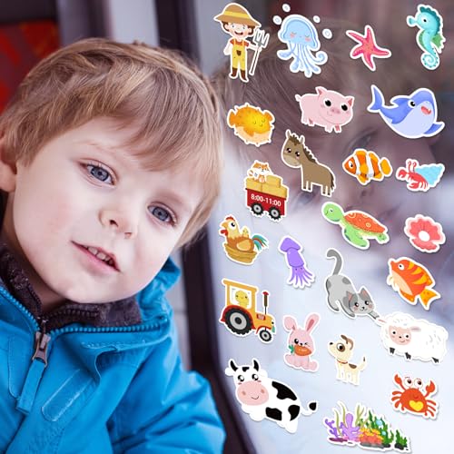 Window Clings Stickers for Kids Window Gel Clings Decals Thick Gel Clings Toddlers and Adults Classroom Home Nursery Airplane Birthday Party Supplies