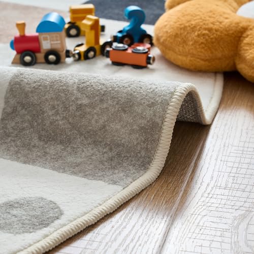 5x7 Nursery Rug Washable Kids Playroom Rug Black and White Marble (35 Sq Ft)