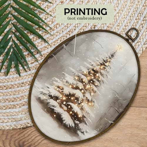 Vintage Winter Christmas Tree Wall Art Decor Framed
