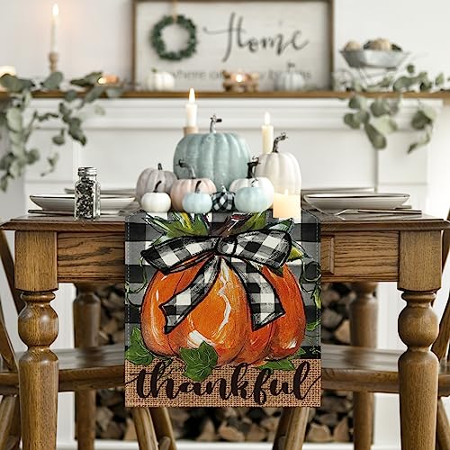 Pumpkin Thankful Fall Table Runner 13x60 Inch