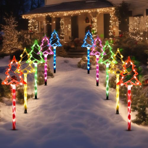 Solar Christmas Tree Pathway Lights Outdoor Decorations