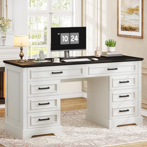 Farmhouse Executive Desk with Charging Station