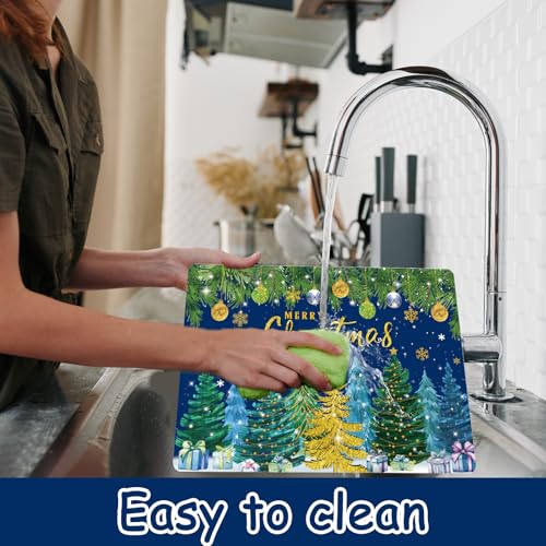Christmas Pine Trees Plastic Placemats Set of 6 Table mats 17×13×0.04in (6 Count)