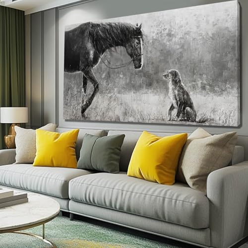 Dog Wall Picture Contemporary Canvas Wall Art Animal Wall Paintings 24"x48" Wall Prints for Living Room Pictures for Office