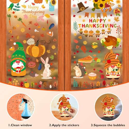Thanksgiving Fall Window Clings for Glass Windows (9 Count)