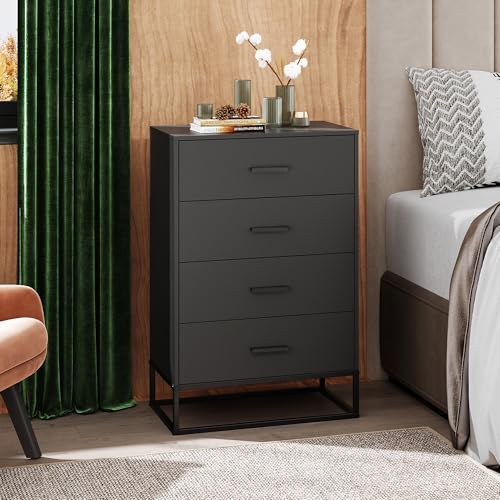 Black Dresser for Bedroom with 4 Drawers