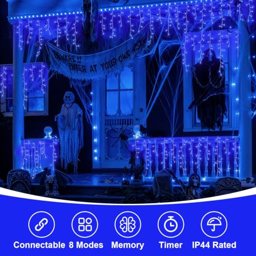 Blue Icicle Lights for Outside (66 Foot)