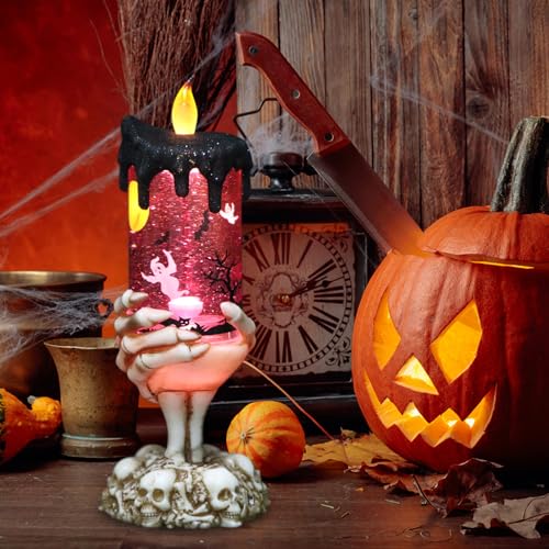 Ghost Snow Globe Flameless Candle Battery Operated with Timer