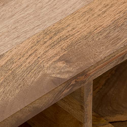 Lockhart 30" Wide Solid Mango Wood Drum Coffee Table in Natural