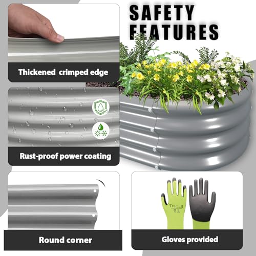 2 Pack 6x3x1FT Galvanized Raised Garden Bed Kit Oval Metal Ground Planter Box Outdoor Bottomless Planter Raised Beds for Vegetables Flowers Herbs Fruits