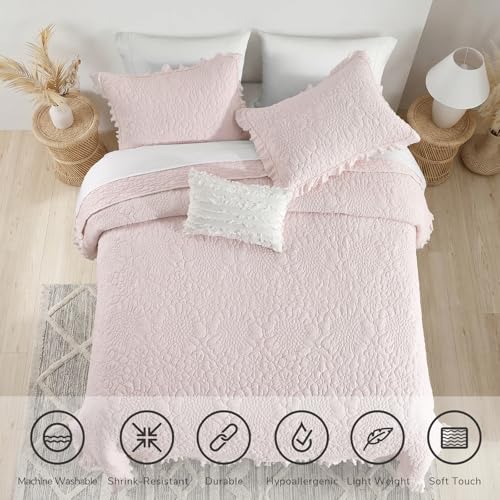 Pink Ruffled Quilt Queen Size