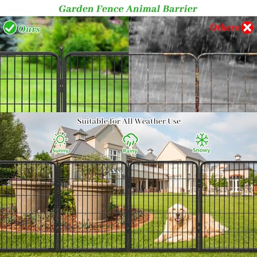 Decorative Black Metal Fencing Garden Fence with Gate (525 Sq Ft)
