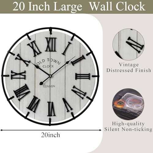 Large 20 Inch Farmhouse Wall Clock