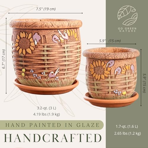 Ceramic Pot with Drainage Hole and Saucer