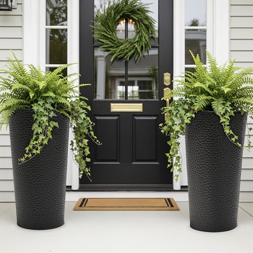 Garden 2 Pack 28" H. Metal Planter with 2X Inside Pots (2 Count)