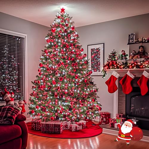 163ft 500 LED Red and White Christmas Lights Plug in with 8 Modes (163 Foot)