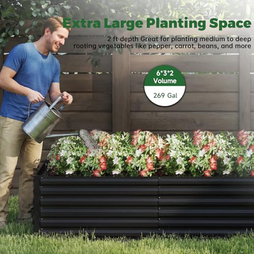 6x3x2ft Outdoor Metal Raised Garden Bed (4 Count)