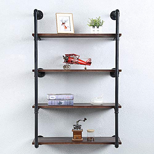 Industrial Pipe Shelves With Wood Planks