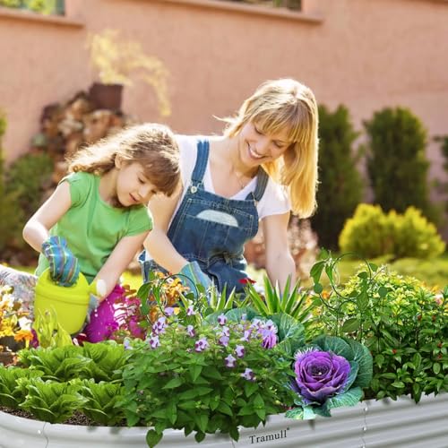 2 Pack 8x4x1FT Galvanized Raised Garden Bed Kit Oval Metal Ground Planter Box Outdoor Bottomless Planter Raised Beds for Vegetables Flowers Herbs Fruits
