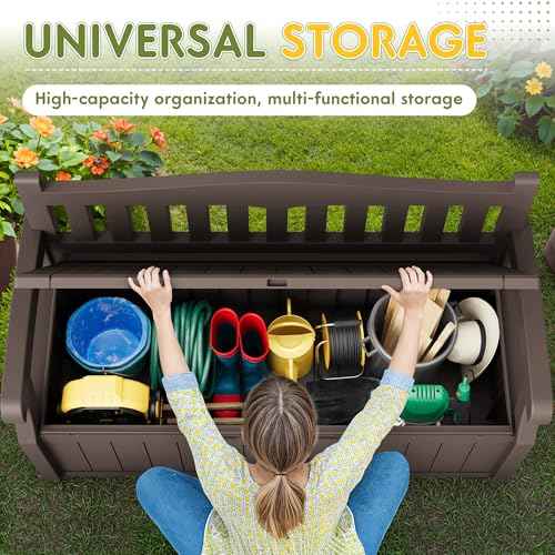 80 Gallon Outdoor Storage Bench Deck Box with Cushion