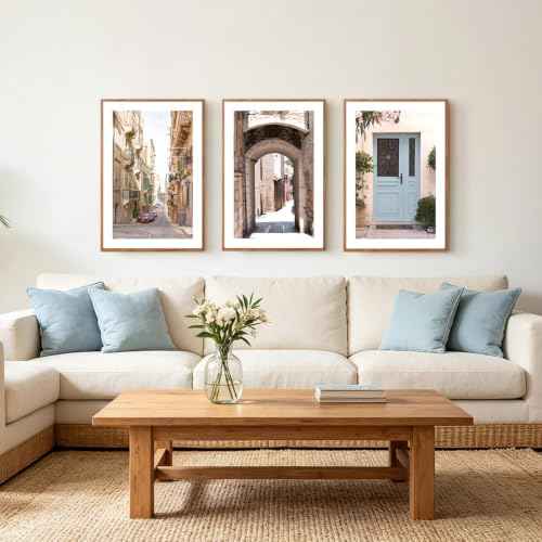 KAlRNE European Cityscape Rustic Mediterranean Wall Prints Set (3 Count)