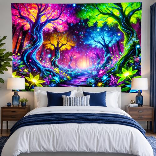 Blacklight Tapestry Enchanted Forest Room Decor 78 x 59 Inch